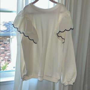 H&M Cream Sweatshirt with Ruffle Sleeves never worn child